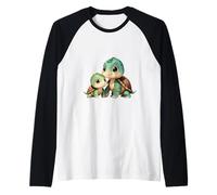 Sweet Kawaii Turtle Parent Child Bond Raglan Baseball Tee
