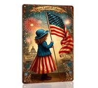 Sweet Land of Liberty Metal Tin Sign Vintage Veterans Poster Memorial Day Sign Veteran Gift Farmhouse Home Patriotic Decor July 4th Wall Decor 8x12 Inch
