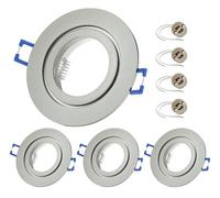 Sweet-led Economy Pack IP44 Aluminium, Installation Frame, Wet Room Bathroom, Bathroom/Recessed Light Made of Aluminium, Including GU10 Socket, IP44 Recessed Spotlight (4, Brushed Chrome)