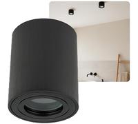 Sweet-led IP44 Surface-Mounted Spotlight for Bathroom, Round, Square, Surface-Mounted Ceiling Light, Brushed Aluminium, Ceiling Light, Under-Unit Light Made of Aluminium (Round Black)