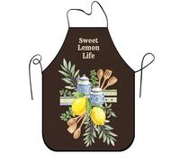 Sweet Lemon Life Apron for Cooking, Brown Vintage Botanical Kitchen Apron, Stylish Home Cooking for Bbq Gardening Chef Work, Brown, 24x31 Inch