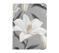 Sweet Lily Flower White Leather decorative Passport Holder Cover Vaccine Case Protector Cover Passport Holder Combo with Vaccine Card Slot Waterproof, sweet Lily flower white, One Size
