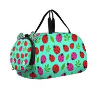Sweet Little Ladybugs Green Gym Duffel Bag with Shoes Compartment Lightweight Personal Item Travel Bag for Travel, Sports, Duffel, Weekender