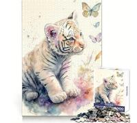 Sweet Little White Tiger 1000 Piece Jigsaws for Teenagers Puzzle Wise Think Toy Simple Fun Tight Cut Santa Wish Pick (50x75cm)