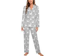 Sweet Llama Alpaca And Cactus Womens Pyjamas Set Long Sleeve Pjs Sets Pajama Sets Sleepwear Loungewear XL