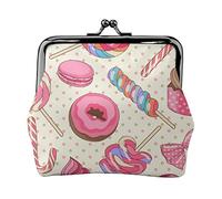 Sweet Lollipop Cupcake Full Double-Sided Printed Pattern Women's and Girls' Fashionable Leather Kiss Lock Coin Purse Card Bag