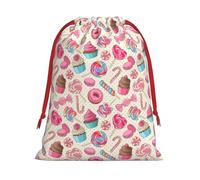 Sweet Lollipop Cupcake Print Drawstring Gift Reusable Pouch Wedding Candy Toys Cards Storage Function Portable