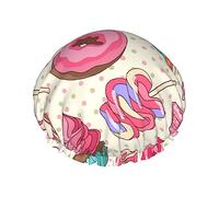 Sweet Lollipop Cupcake Reusable Luxury Shower Cap For Women, Double Layer Protective Elastic For Ladies Salon Spa