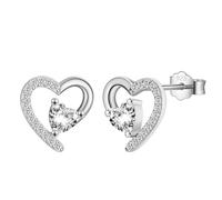 Sweet Love Heart Stud Earrings - Dainty Hypoallergenic Cubic Zirconia Heart Studs │ Sparkling Earrings for Wedding, Christmas Gifts
