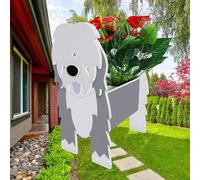 Sweet Lovely Dog Planter Old English Sheepdog Decor Pots Old English Sheepdog Cartoon Shaped Flower Pot PVC Planter For Indoor Office Outdoor Home Garden Decoration Gift ( Color : Old English Sheepdog