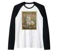 Sweet Maltese with a Ribbon Bow Vintage Raglan Baseball Tee