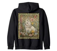 Sweet Maltese with a Ribbon Bow Vintage Zip Hoodie