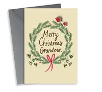 Sweet - Merry Christmas Grandma - Grandma - Festive - Wreath - Robin - Traditional - Christmas Card