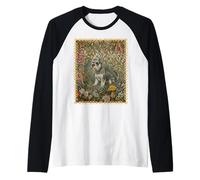 Sweet Miniature Schnauzer in Old English Garden Raglan Baseball Tee