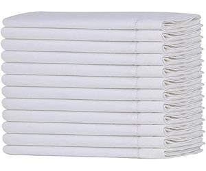 Sweet Needle Linen Cotton Cloth Napkins Set of 12 with Hemstitch White colour -50x50 cm, Finest Blend of European Flax with Organic Cotton is Ideal for Kitchen decor, Christmas, Bar and Restaurants