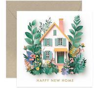 Sweet New Home Card for Men and Women - Couples First Home Together Greeting Card - Housewarming Gift - Beautiful Paper Cut Artwork of House - Modern Greeting Cards for Them