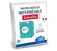 SWEET NIGHT Mattress Protector, Polyester, White, 100x200 cm