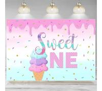 Sweet one Birthday Backdrop Ice Cream 1st Birthday Party Decoration Girls Pink Party Photo Props Photography Background Banner 240X180cm