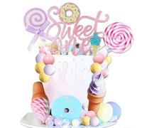 Sweet One Cake Topper Ice Cream First Birthday Party Decorations Donut Cake Decor for Sweet Dessert Summer 1st Birthday Party Supplies