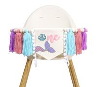 Sweet One Mermaid High Chair Banner For Girls- Under The Sea First Birthday Party Decorations, Baby Girls Ocean Themed Birthday Cake Smash Yarn Garland, Onder The Sea Party High Chair Photo Props