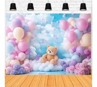 Sweet One Wonderland Pink Balloon Bear Photography Background Baby Shower Banner for Girl Newborn Baby Birthday Wedding Anniversary Celebration Party Decorations Background(C, 7x5feet)