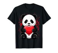 Sweet Panda Hugging Red Heart Balloon Love T-Shirt