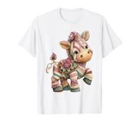 Sweet Patchwork Equine Floral Animal Value Graphic T-Shirt