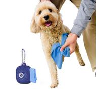 Sweet Paws Microfiber Portable Dog Towels for Drying Dogs Paws - Super Absorbent Dog Towel - Best Puppy Paw Cleaner for Small, and Medium Dogs - Hands-Free Portable Towel Case for Leash (Newport Navy)