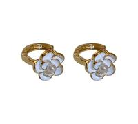 Sweet pearl flower geometric stud earrings, elegant and exclusive in style, small-sized earrings