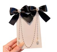 Sweet Pearls Tassels Bowknot Hair Clip Hair Accessories For Little Girl Soft Fabric Bowtie Barrettes For Various Occasion