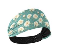 Sweet Peonies Teal Moisture Wicking workout headband Elastic sweat bands for washing face Daily use Volleyball diadema para ni?as