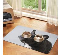 Sweet Pet Cute Black French Bulldog Puppy,Waterproof Pet Feeding Mat,PU Leather Placemats for Cat Dog Water Bowl,Food Mats,30x45cm