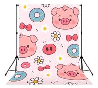 Sweet Pig Face Donuts 5x7ft Photography Backdrop, Photo Background With Rod Pocket, Foldable Studio Backdrop For Birthday, Wedding, Party Decoration