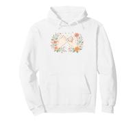 Sweet Pinky Promise Hands Floral Wreath Design Pullover Hoodie
