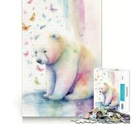 Sweet Polar Bear Jigsaw Puzzles for Adults 1000 Pieces Brain Challenge Toy Quiet Fun Precise Cut Wall Art Decor (38x26cm)