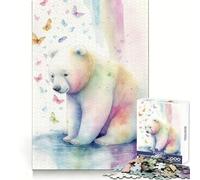 Sweet Polar Bear Jigsaw Puzzles for Adults 1000 Pieces Brain Challenge Toy Quiet Fun Precise Cut Wall Art Decor (38x26cm)