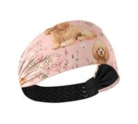 Sweet Poodle Dogs Pink Moisture Wicking headbands for women's hair Elastic sweaty bands for Athletic Sports make up Football YogaColorful Duchshund Dog Stars