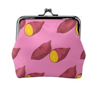 Sweet Potato Pattern, PU Leather Coin Purse, Small Wallets, Change Pouch with Kiss Lock Clasp Buckle, Change Purse