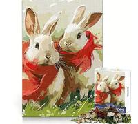 Sweet Rabbit Jigsaw Puzzle 1000 Piece for Adults Strong Logic Toy Anxiety Relief Clear Edge Festival Gift (38x52cm)