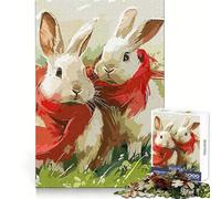 Sweet Rabbit Jigsaw Puzzle for Teenagers 1000 Pieces Enhance Recall Quiet Fun Exact Edge Artistic Gift (38x26cm)
