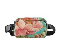 Sweet Red Peonies Stylish Crossbody Bag Waist Packs for Women Men Multipurpose Crossbody Bag Anti Theft Waist Pack with Adjustable Strap for Cycling Hiking Gym, Sweet Red Peonies, One Size