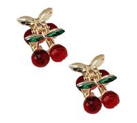 Sweet Rhinestones Cherries Shape Hair Claw Clip 2pcs Metal Claw Clip Strong Hold Hair Barrette For Little Girl And Adult