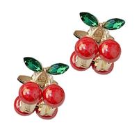 Sweet Rhinestones Cherries Shape Hair Claw Clip 2pcs Metal Claw Clip Strong Hold Hair Barrette For Little Girl And Adult Party Hair Clip