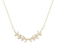Sweet Romantic Crystal Spar Olive Branch Shape Gold Clavicle Chain