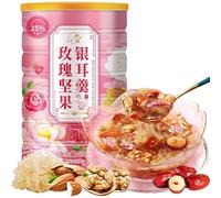 Sweet rose nut Lotus Root grains Breakfast,500g/can,Instant Chia qiyazi Red Date Tremella cereal,Ready-to-Eat delicious desserts,Healthy Nutritious Vegan,Chinese snack (Rose nut,1can)