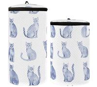 Sweet Russian Blue Cats White Shoe Washing Bag Shoe Washing Bag For Sneakers 2 pcs Mesh Laundry Bag Sneaker Cleaning Bag, sweet Russian Blue cats white, One Size, Modern