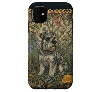 Sweet Salt and Pepper Schnauzer in English Garden Case for iPhone 11