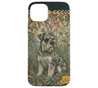 Sweet Salt and Pepper Schnauzer in English Garden Case for iPhone 15 Plus