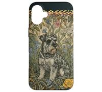 Sweet Salt and Pepper Schnauzer in English Garden Case for iPhone 16 Plus
