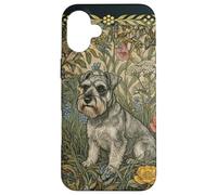 Sweet Salt & Pepper Schnauzer in English Garden Case for iPhone 16 Plus